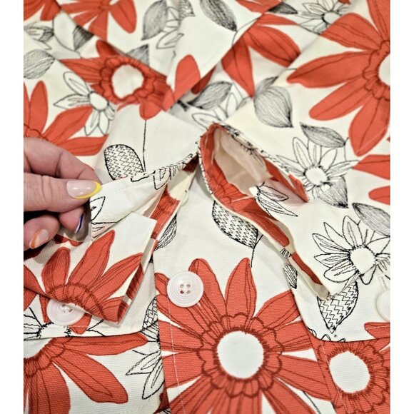 Ann Taylor Loft 3/4 Sleeve White Cotton Jacket With Pink Flowers Sz 0 - Picture 5 of 9